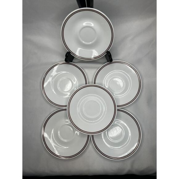 Vintage CORELLE Batik Cups & Saucers Brown Button Flowers Floral Set of 6 - Picture 4 of 6